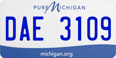 MI license plate DAE3109