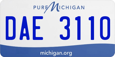 MI license plate DAE3110