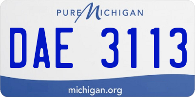 MI license plate DAE3113