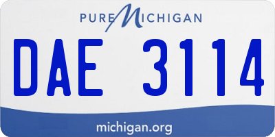 MI license plate DAE3114