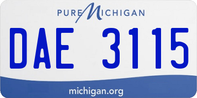 MI license plate DAE3115