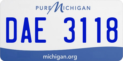 MI license plate DAE3118