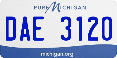 MI license plate DAE3120
