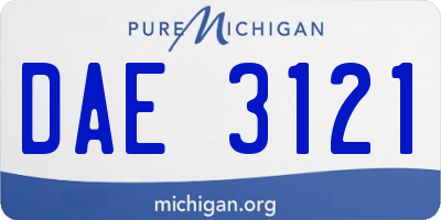 MI license plate DAE3121