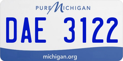 MI license plate DAE3122