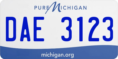 MI license plate DAE3123