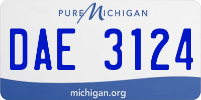 MI license plate DAE3124