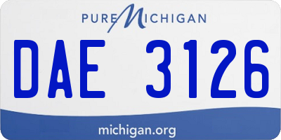 MI license plate DAE3126