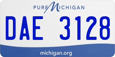MI license plate DAE3128