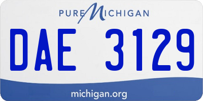 MI license plate DAE3129