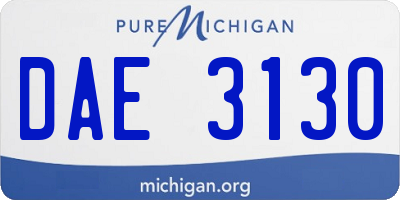 MI license plate DAE3130