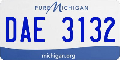 MI license plate DAE3132