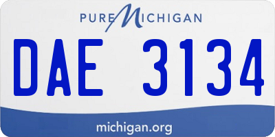 MI license plate DAE3134