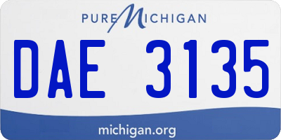 MI license plate DAE3135