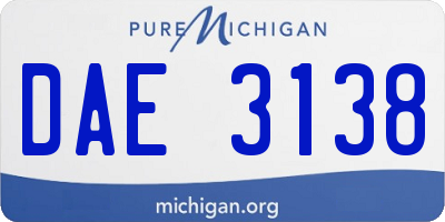 MI license plate DAE3138