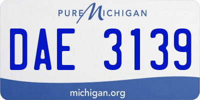 MI license plate DAE3139