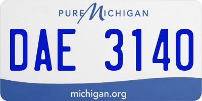 MI license plate DAE3140