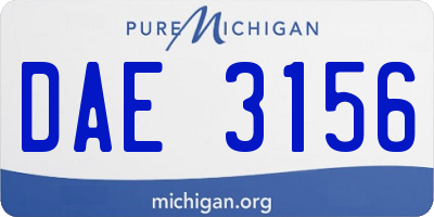 MI license plate DAE3156