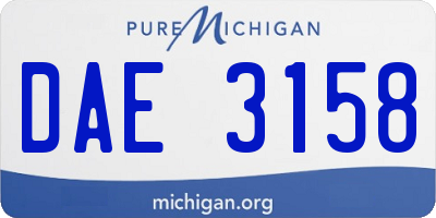 MI license plate DAE3158