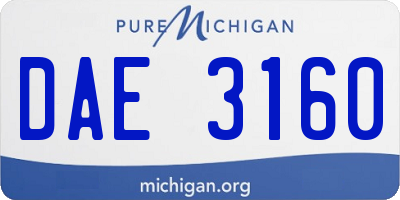 MI license plate DAE3160