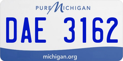 MI license plate DAE3162