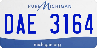 MI license plate DAE3164
