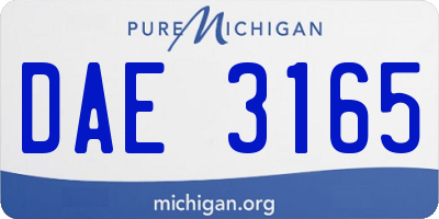 MI license plate DAE3165