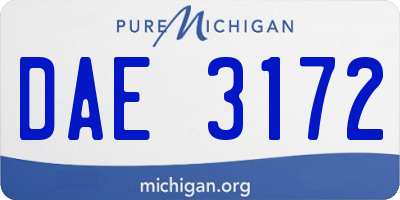 MI license plate DAE3172