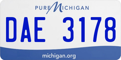 MI license plate DAE3178