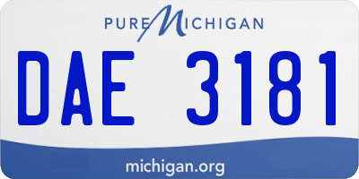 MI license plate DAE3181