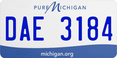 MI license plate DAE3184