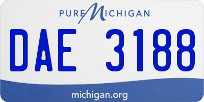 MI license plate DAE3188