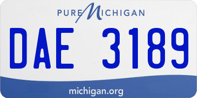 MI license plate DAE3189