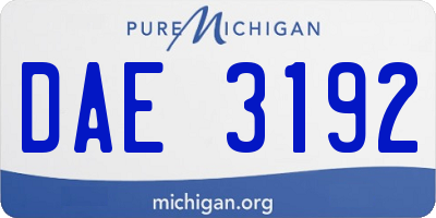 MI license plate DAE3192