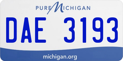 MI license plate DAE3193