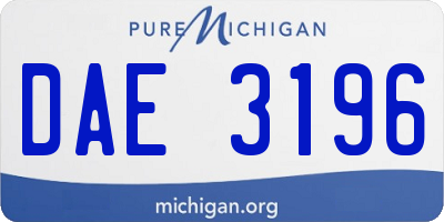 MI license plate DAE3196