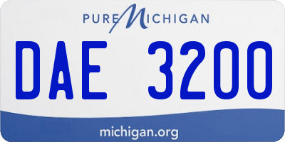 MI license plate DAE3200