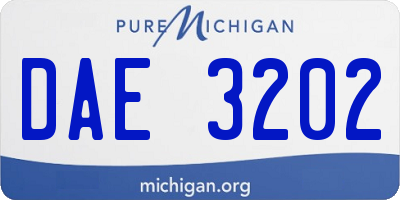 MI license plate DAE3202