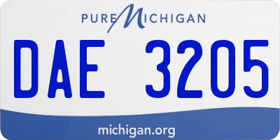 MI license plate DAE3205