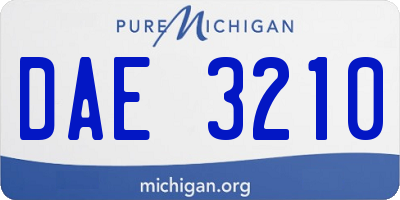 MI license plate DAE3210