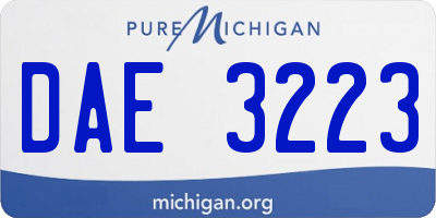 MI license plate DAE3223