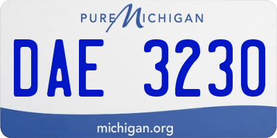 MI license plate DAE3230