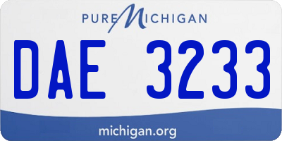 MI license plate DAE3233