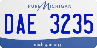 MI license plate DAE3235