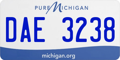 MI license plate DAE3238