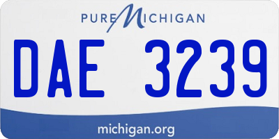 MI license plate DAE3239
