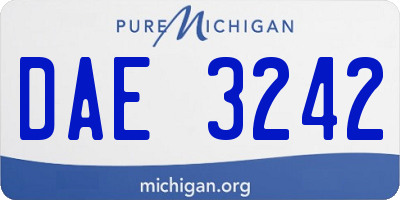 MI license plate DAE3242