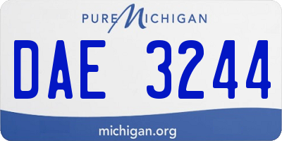 MI license plate DAE3244