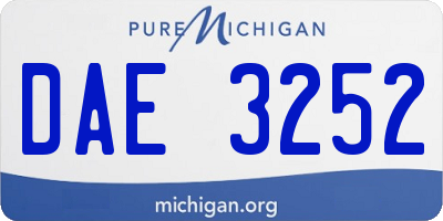MI license plate DAE3252