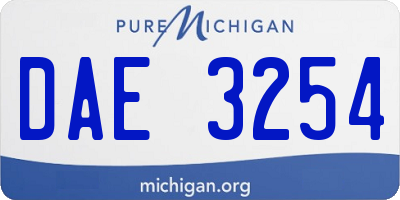 MI license plate DAE3254